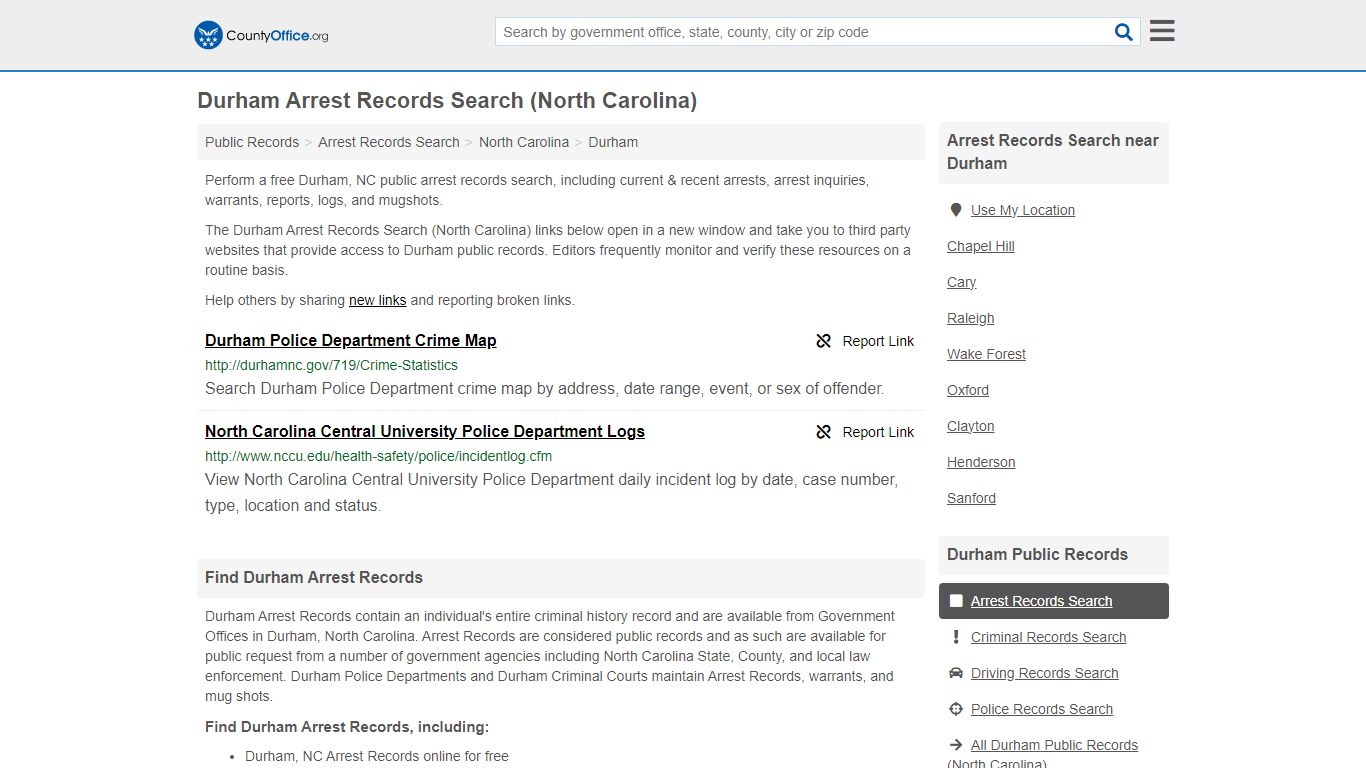 Arrest Records Search - Durham, NC (Arrests & Mugshots) - County Office